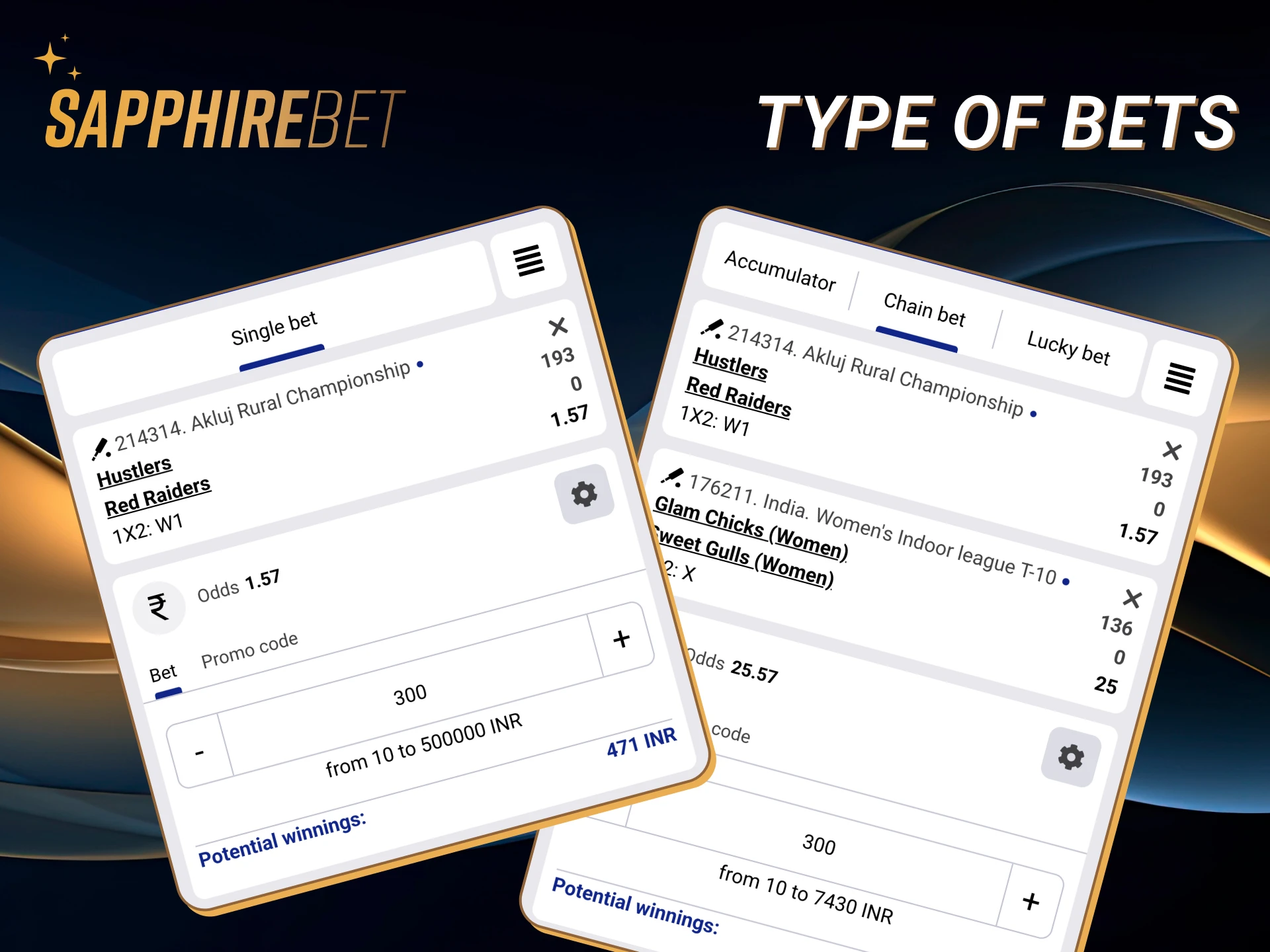Place different types of bets ot increase your chances to win.